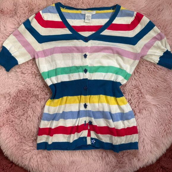 Adorable multicolored striped y2k charlotte russe button up - Picture 4 of 8